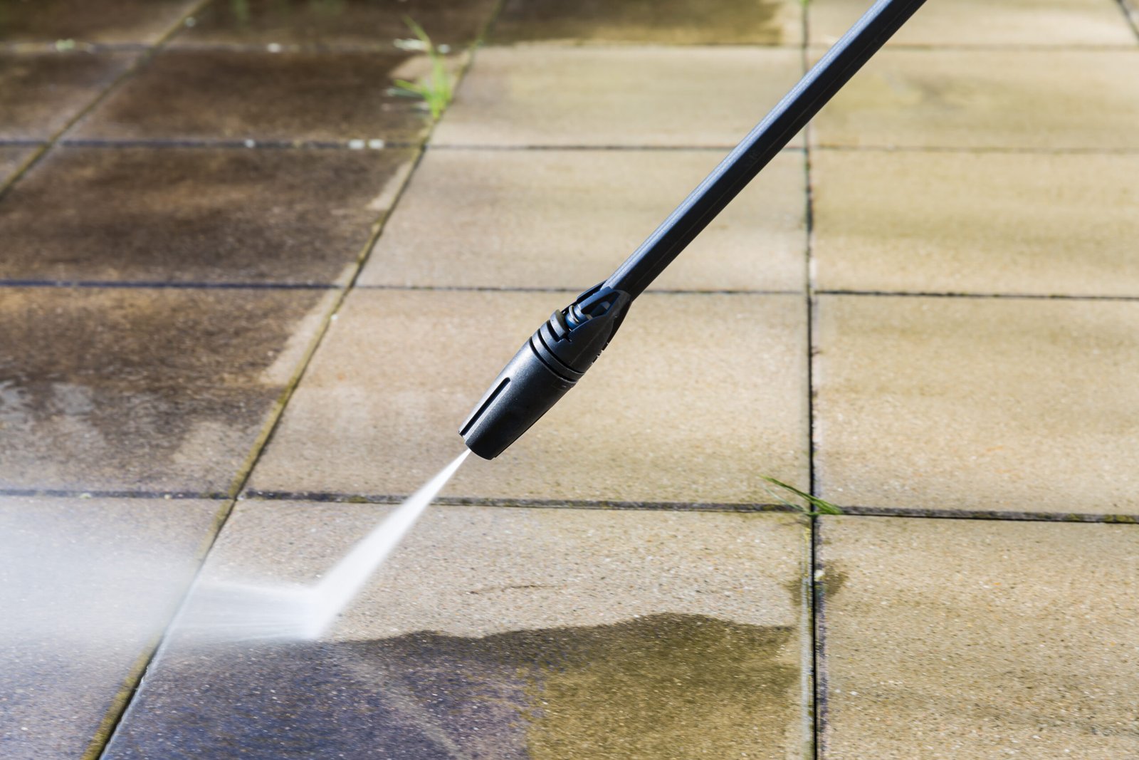 Detail,Of,Cleaning,Terrace,With,High-pressure,Water,Blaster